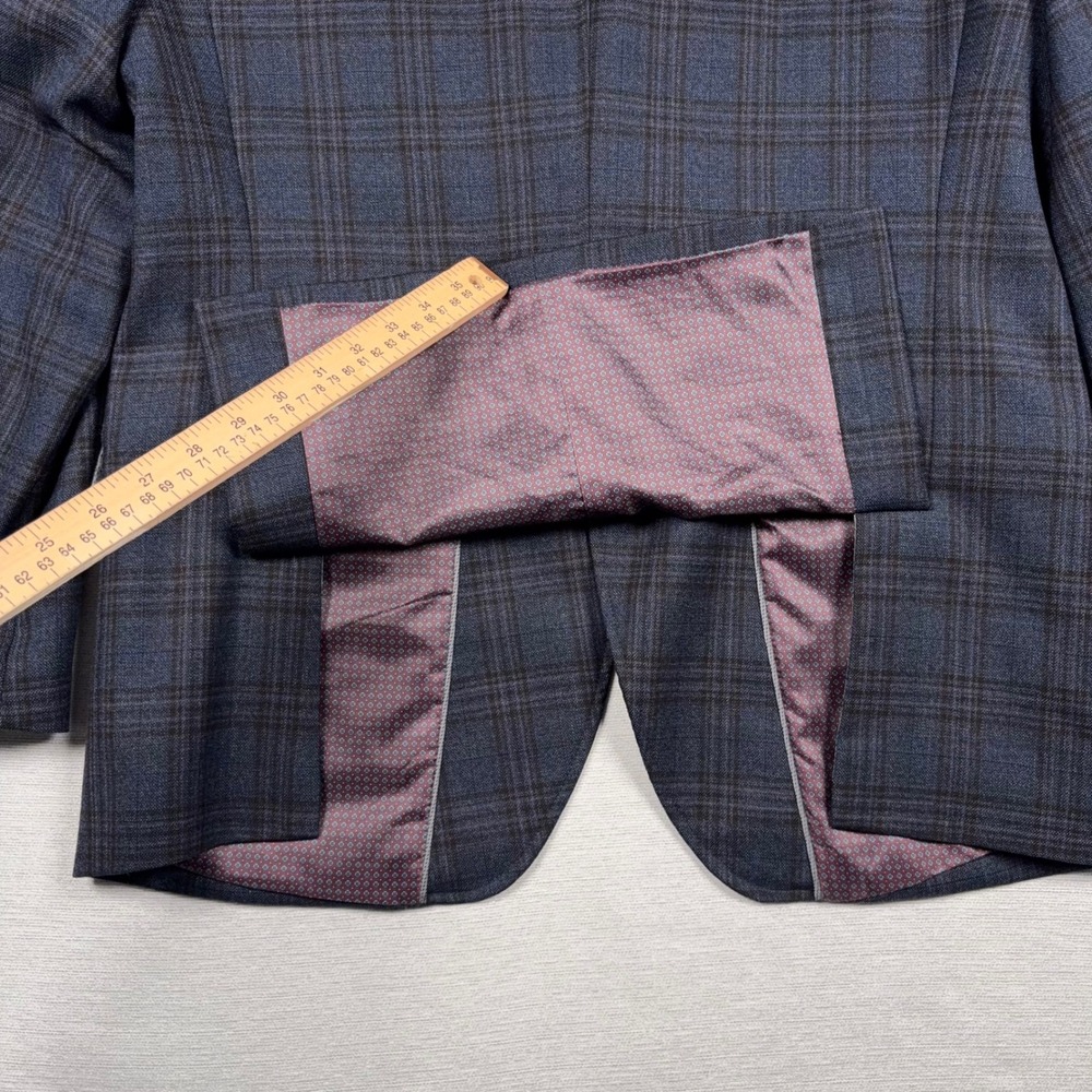 Johnston & Murphy Blazer Mens M Blue Plaid Wool 2-Button Sport Coat - Picture 16 of 16